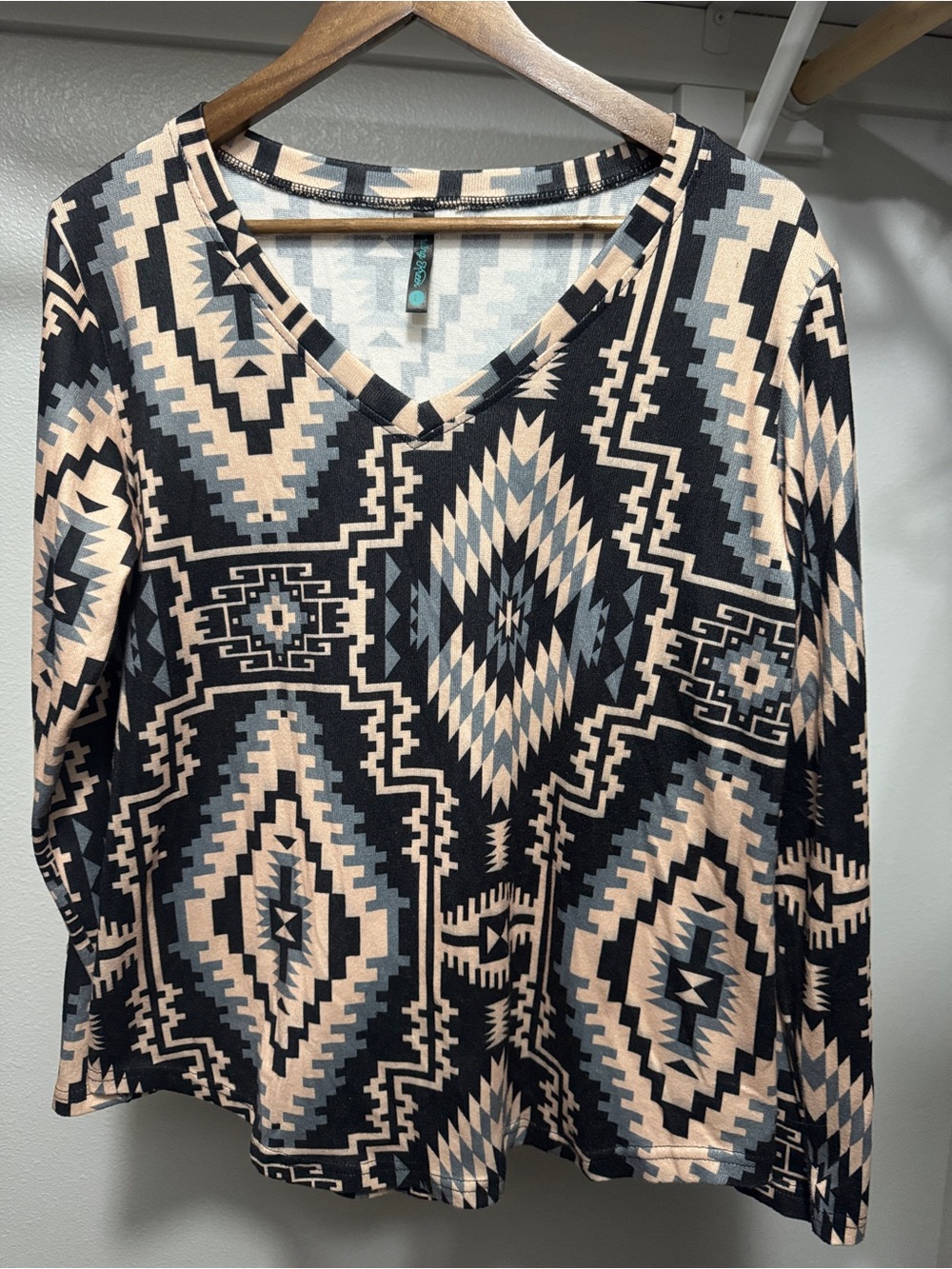 Sterling kreek- V-Neck Aztec Print Top